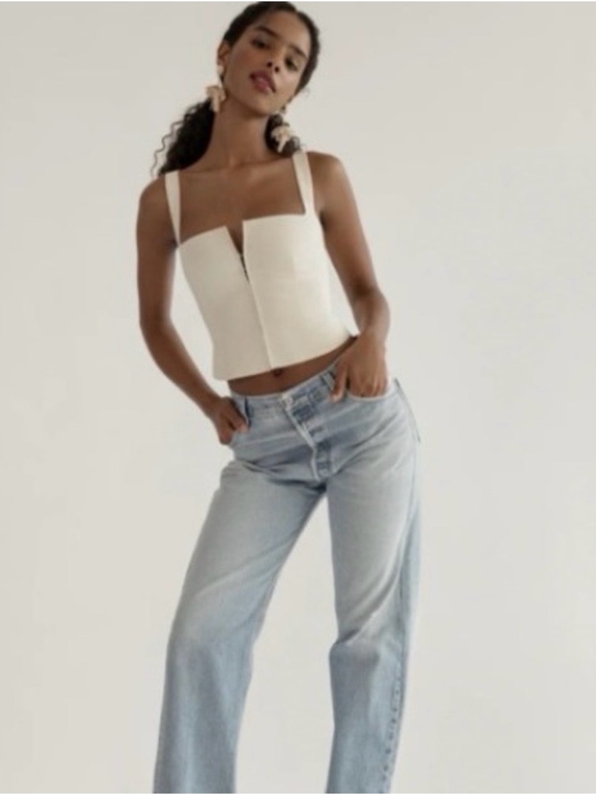 Orseund Iris Cream Structured Square-Neck Crop Top — image 2 of 7